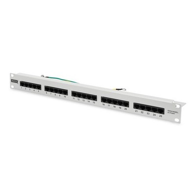 DIGITUS 25 Port Cat3 ISDN 19'' Patchpanel 19 Zoll Patchfeld RackMount grau HE 1