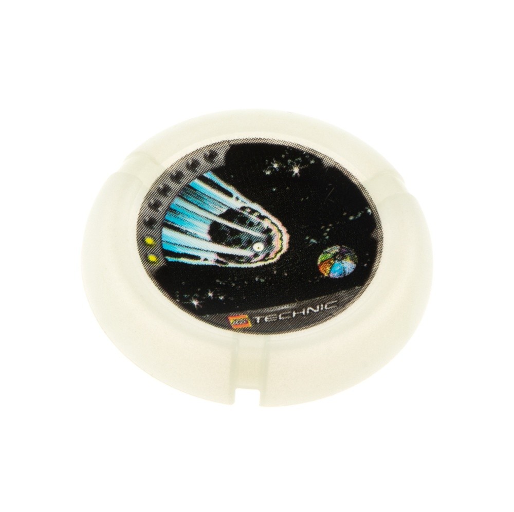 1x Lego Technic Sliding Disc 5x5 Printed Meteor Glow in the Dark 32171pb055