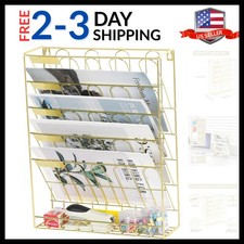 Wall File Organizer, 5 Tier Hanging File Organizer with Bottom Tray, No Assem...