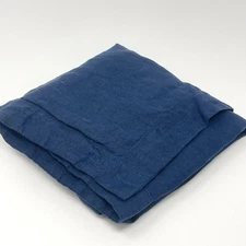 Single Pottery Barn BELGIAN FLAX LINEN Euro Sham Midnight Navy Blue Hem Stitch