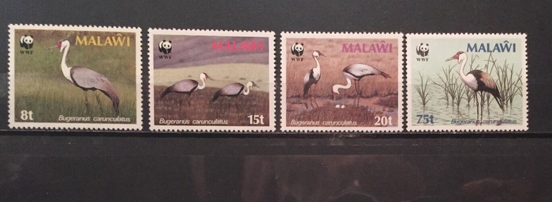Malawi,birds, WWF S.C.#494-97 C.V.$20 +MNH,complete set of 4 as issued in 1987