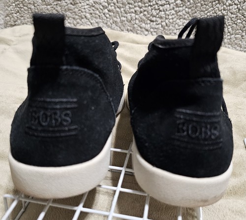 BOBS by Sketchers Black Suede Lace Up Ankle Boots Shoes Flat Size 6W + Goodies! - Picture 6 of 11