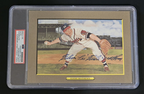 Rare EDDIE MATHEWS Signed FULL NAME Perez Steele GREAT MOMENTS Card-HOF-PSA - Picture 5 of 5