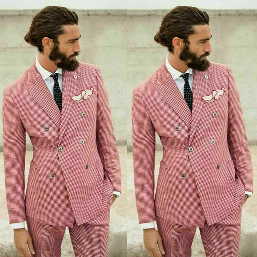 Houndstooth Men Double Breasted Suit 