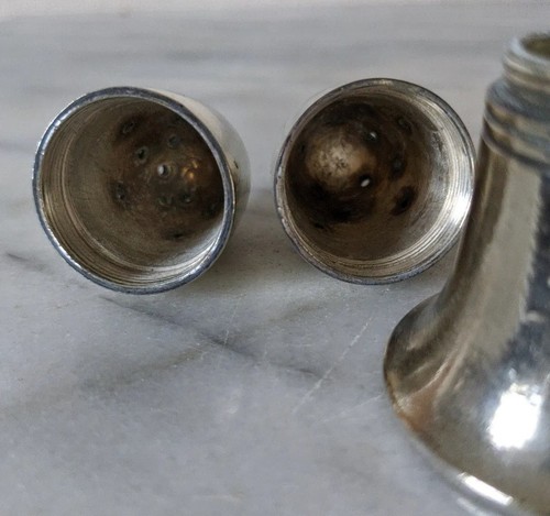 RARE Vintage Silver Plated Salt Pots, Bangor Hospital, JT&Co Ltd **VGC** H 7 cms - Picture 20 of 21