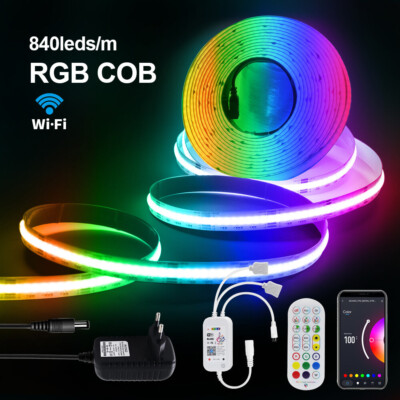 1-10M LED COB Streifen 12V 24V RGB Band Stripe Keine Lichtpunkt WIFI APP Control