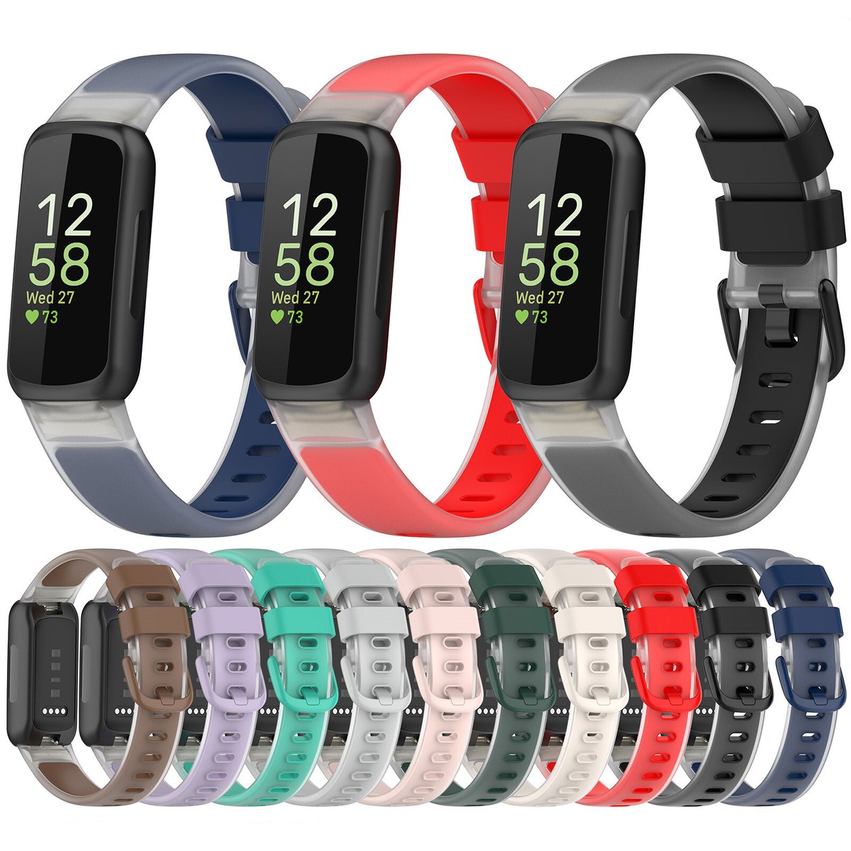 For Fitbit Inspire Replacement Clear Candy Color Strap Wristband