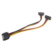 Power Splitter Hard Disk Adapter Cable SATA 15 Pin Male to 2x Female Right Angle