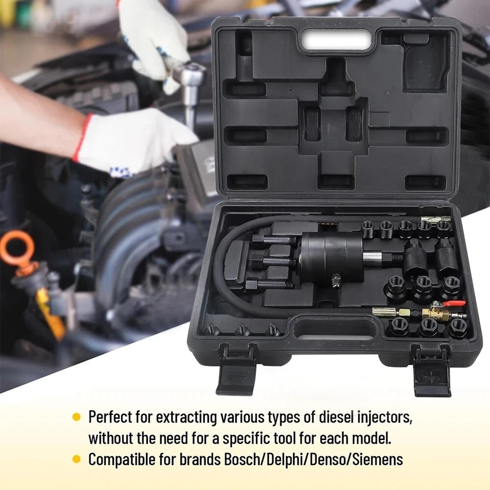 Extracteur d'injecteur diesel pneumatique avec 19 adaptateur 21 pièces - Photo 2/4