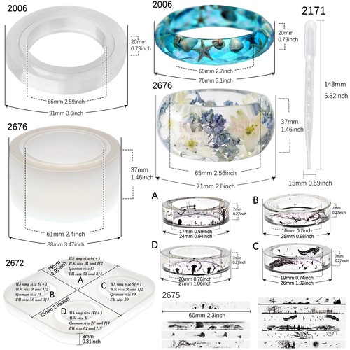 Juego de 19 kits de moldes para joyería de resina de pulsera y anillo tamaños más grandes - Imagen 7 de 18