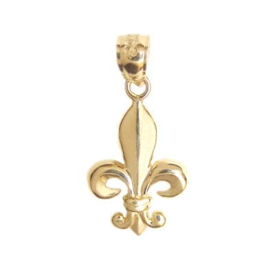 Neu 14k Gelbgold Fluer de Lis Anhänger