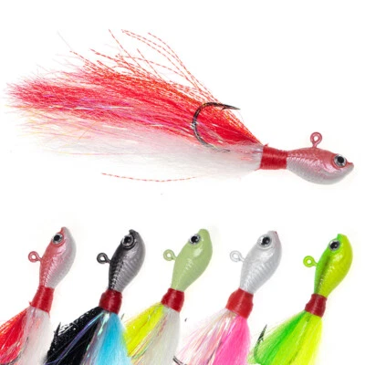 5 Stück Bucktail Hair Jig Fluke Lure Hair Jig Barsch Striper Blaufisch Heilbu... - Bild 1 von 4