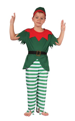 Santa’s Helper Boy Childrens ELf Fancy Dress Costume Xmas Boys Outfit New - Picture 2 of 4