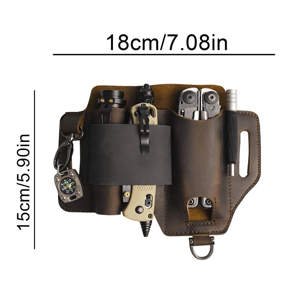 Multi-tool Leather Sheath Outdoor Pocket Organizer Storage Belt Waist Bag