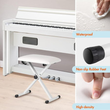 X-Style Piano Bench Padded Chair Adjustable Height Keyboard Seat Stool White