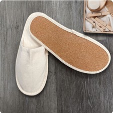 Cotton Slippers Biodegradable with Cork Sole Close toe Eco friendly One Size