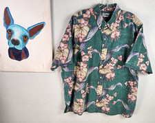 Vtg Reyn Spooner Mens Hawaiian Shirt SS Camp Green Floral Polyester Size XXL