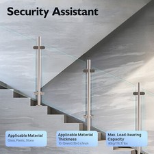 110cm Stainless Steel Glass Railing Post Balustrade Glazing Pole Handrail Stairs