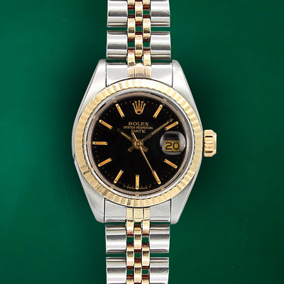 Rolex Lady Datejust Ref. 6917 - schwarzes Zifferblatt - Jubiläumsarmband