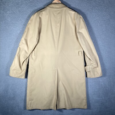 Christian Dior Trench Coat Jacket Wool Lined Long Tan USA Made VTG