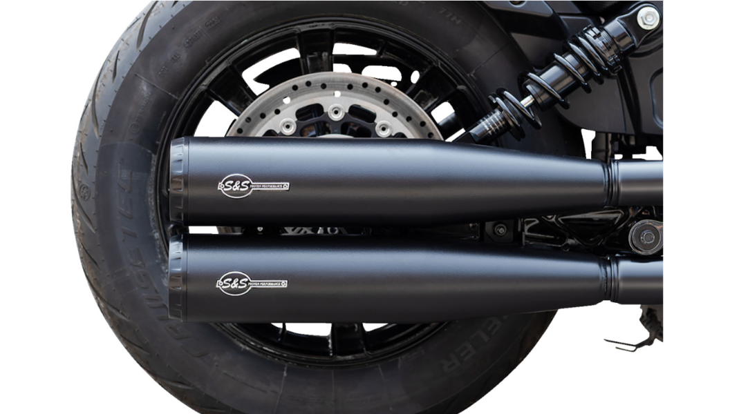 S&S Grand National Black Slip-On Mufflers 49 State 4 Harley