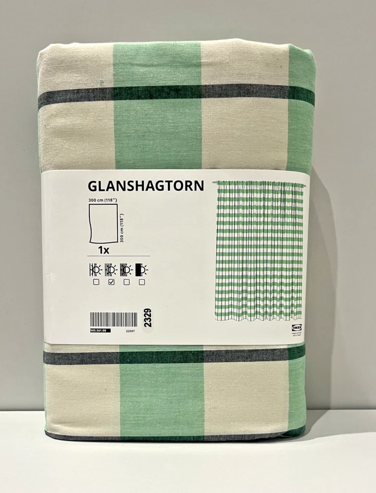 IKEA GLANSHAGTORN занавески 1 изделие, зеленый белый/черный 300 x 300 см, 118 «x 118» новый - Изображение 2 из 4