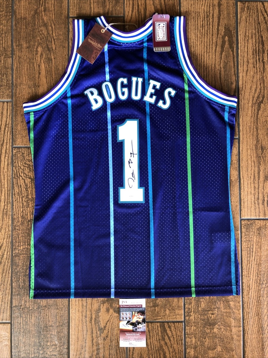 Muggsy Bogues Signed Charlotte Hornets Mitchell & Ness Swingman