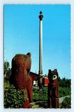Totem Pole Abraham Linclon Saxman Park Ketchikan AK Postcard