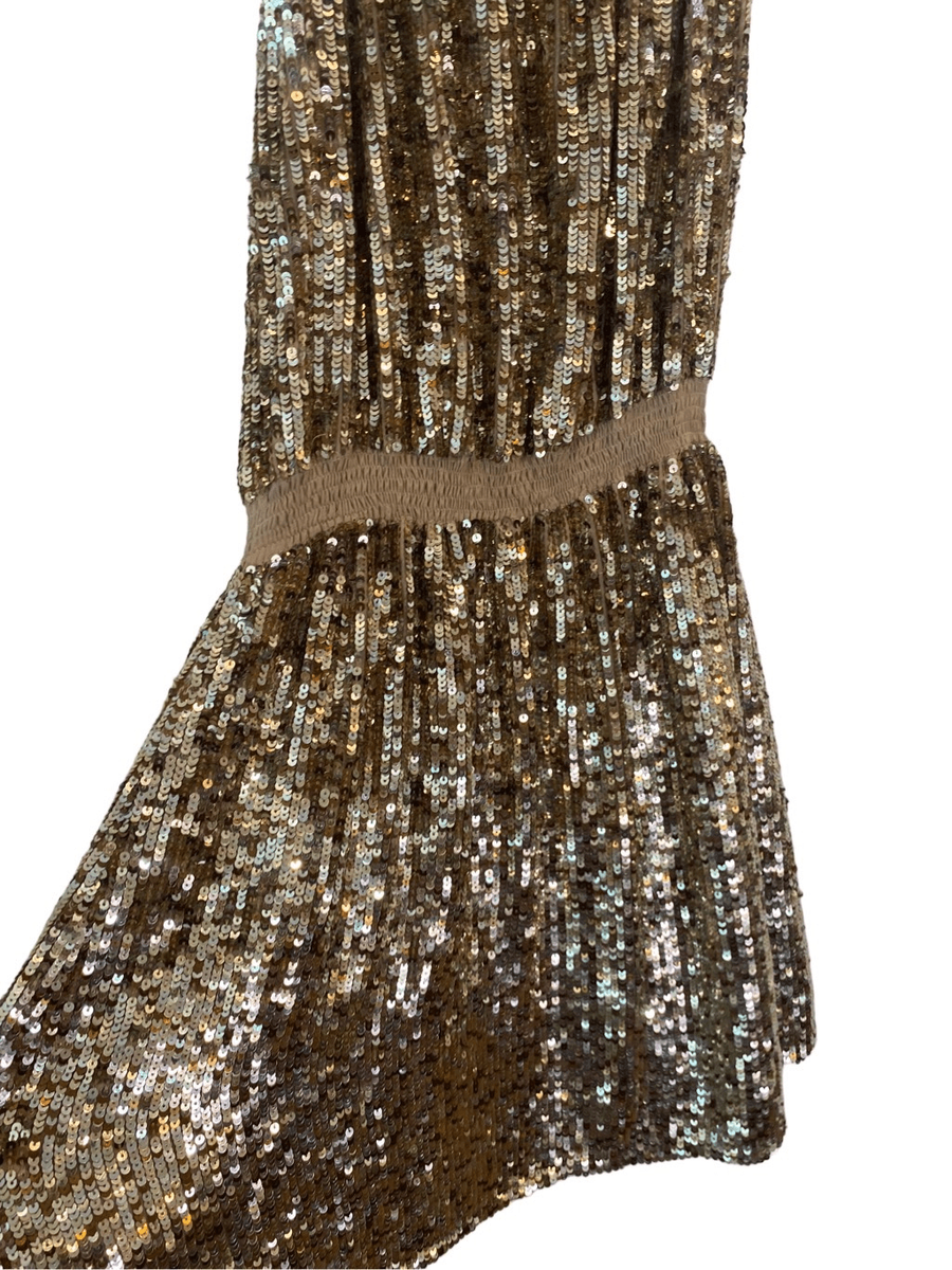 slim fit dress slacks Zapaka Women Prom Dress Golden Mermaid Spaghetti Straps Sequin Evening Dress with Slit, Golden / UK28