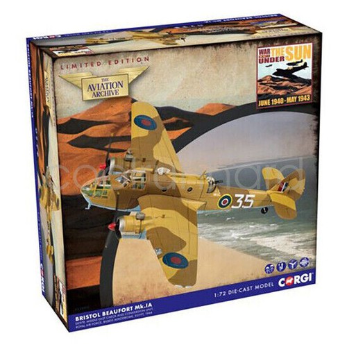 Corgi Bristol Beaufort MkIa RAF, Egypt 1944 Fighter Diecast Bomber 1:72 Scale - Picture 3 of 9