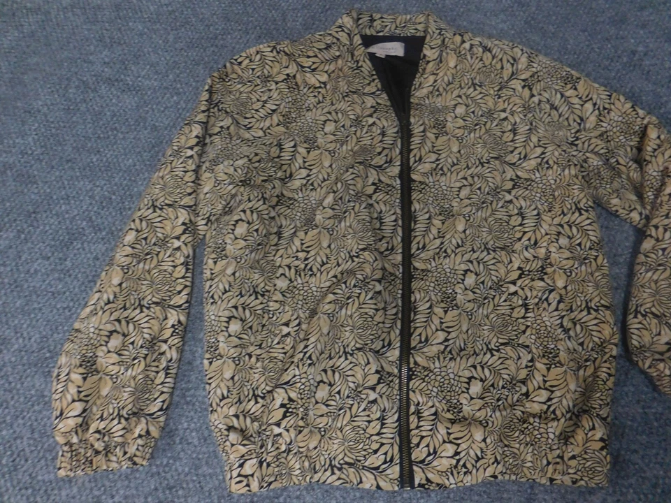 Philosophy Womens Jacket Small Gold Floral Zip - Image 2 of 4
