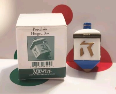 Vintage 1990's Dreidel PHB Porcelain Hinged Box Midwest of Cannon Falls NIB