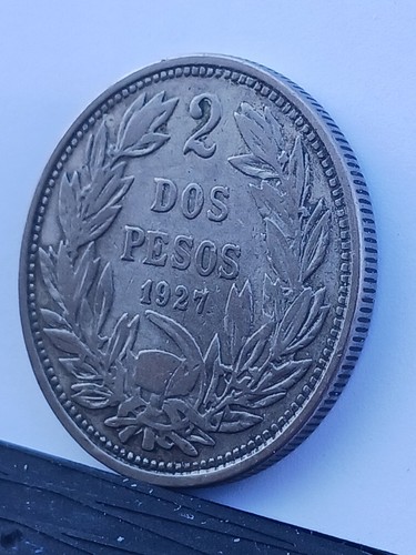 1927 Chile 2 Pesos Silver, nice patina, crisp detail, RARE (1 Year Type) - Picture 7 of 8