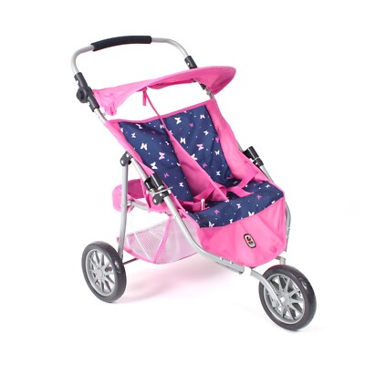 Bayer Chic 2000 697-33 Zwillings-Jogger Puppenwagen ''Jeans Pink''