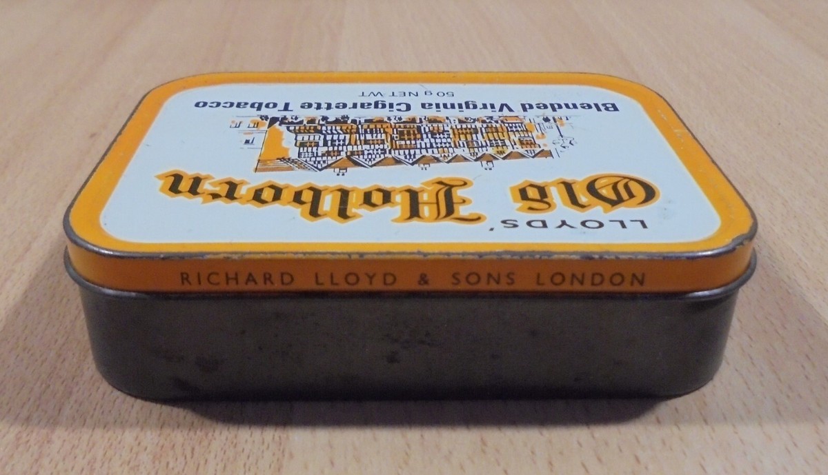 lloyds old holborn tobacco tin OLD HOLBORN CIGARETTES TOBACCO ADVERTISIGN TIN BOX EMPTY
