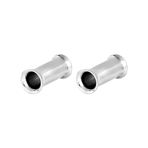 Paire de boucles d'oreilles en acier chirurgical PVD argent double évasement boucles d'oreilles jauges bouchons - Photo 28/108