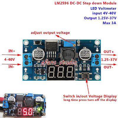 LED Display DC-DC Buck Step Down Adjustable Converter 4V-40V to 5V 9V 12V  24V 3A