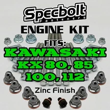 KX80 KX85 KX100 KX112 Engine Rebuild Bolt Kit Kawasaki KX MINI Specbolt OEM ZINC