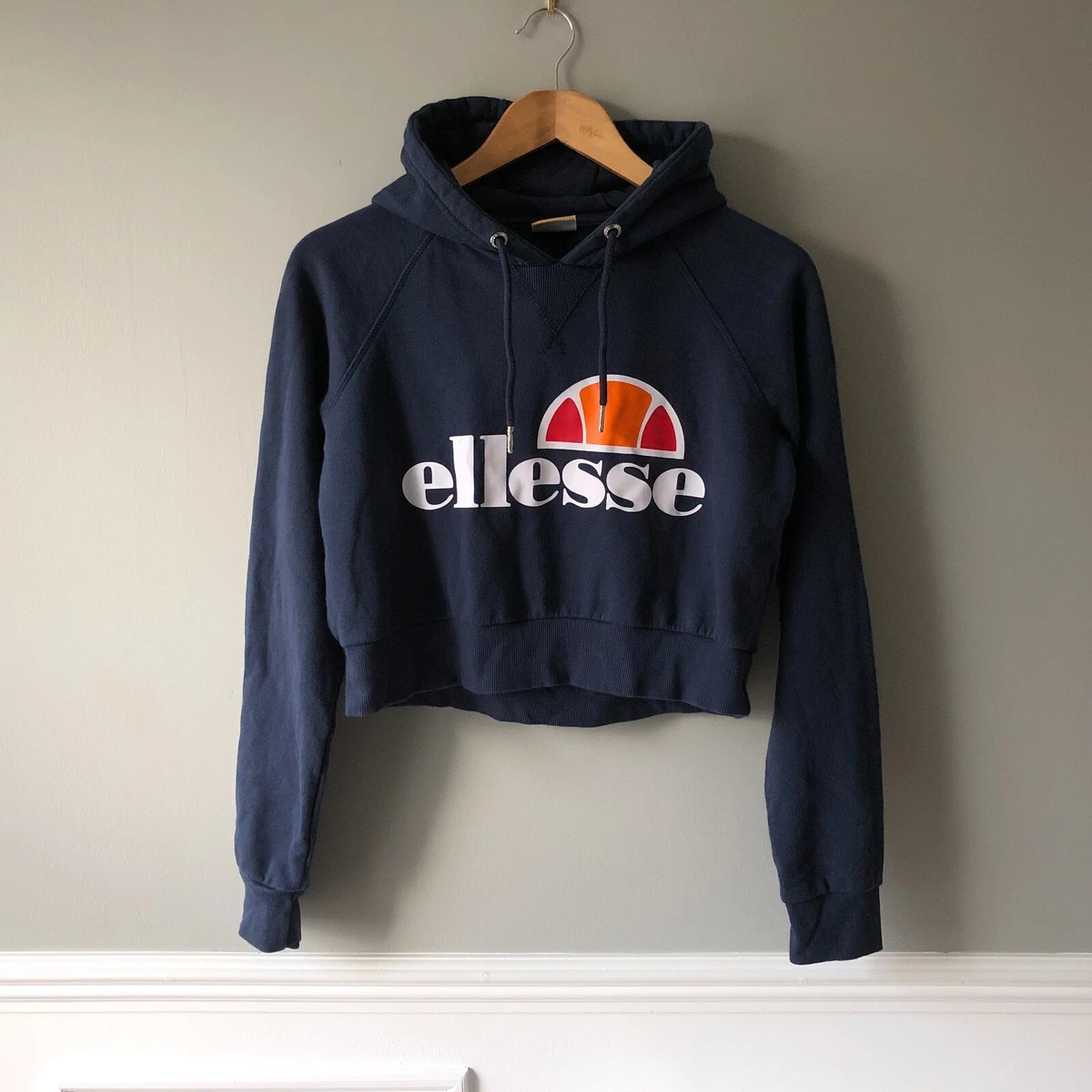 Womens Ellesse Jumper Hoodie Sweater UK 10 Navy Blue Cropped Hood Sports  Gym | eBay