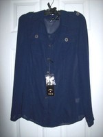 Womens Ali & Kris Long Sleeve Button Up Shirt Blue Medium Womens Ali & Kris Long Sleeve Button Up Shirt Blue Medium