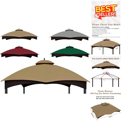 Replacement Top for Lowe's Allen Roth 10x12 Gazebo - Waterproof & UV Protective