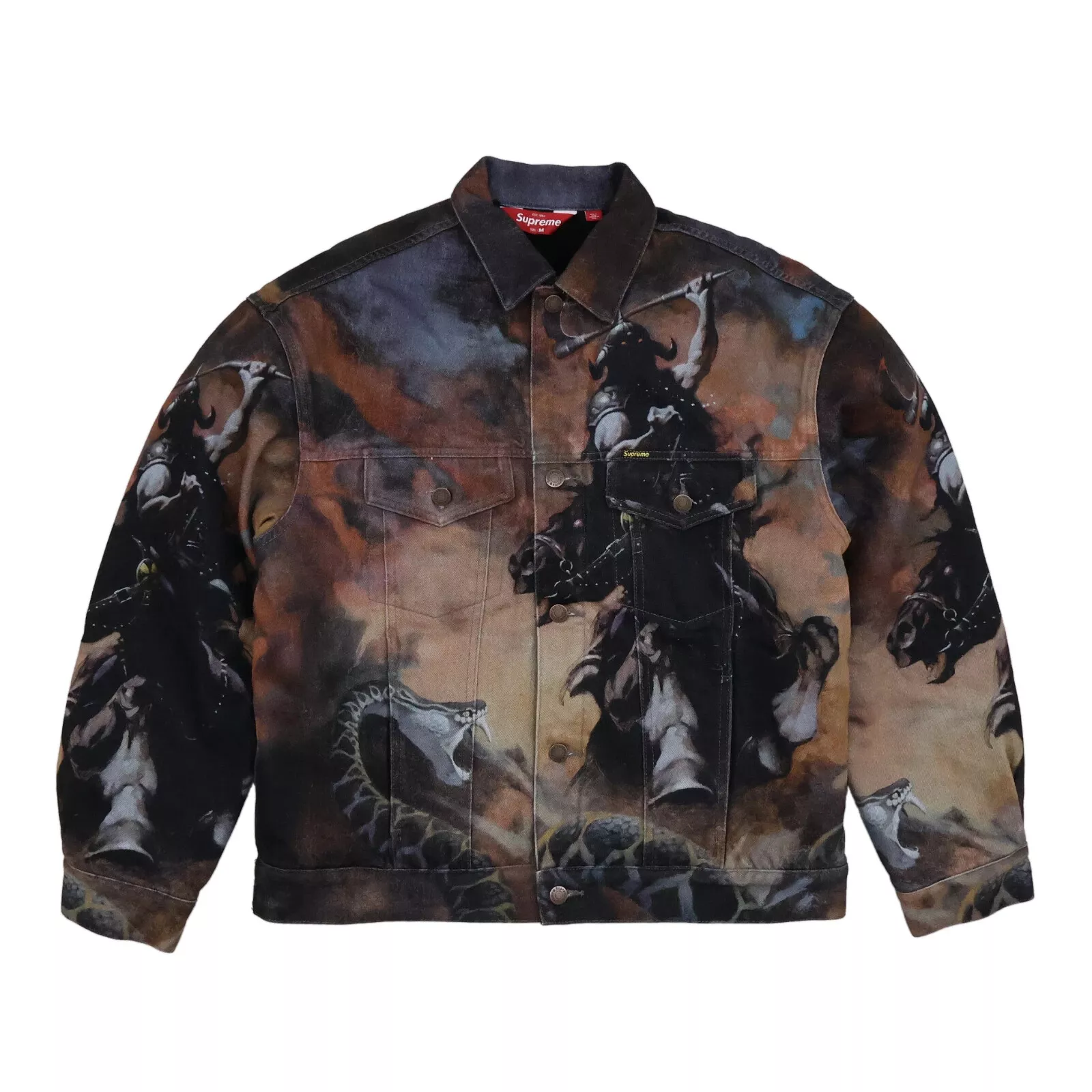 Veste camionneur Supreme Frank Frazetta doublée fausse peau de mouton multi