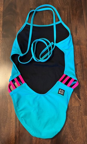 Jolyn 28 Gavin Contrast Tie Back Teal Blue Hot Pink One Piece 