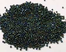 Vintage Round 15/0 Metallic Iris Green Brown TOHO Seed Beads 8 Grams BB85-18