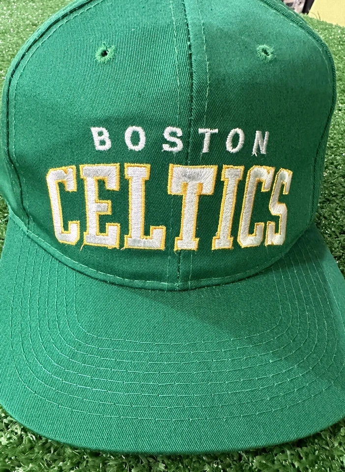 Vtg Boston Celtics Embroidered Spell Out Hat Starter Snap Back  - Image 2 of 4