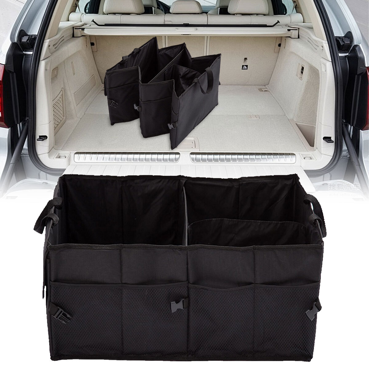 HEAVY DUTY CAR BOOT ORGANISER COLLAPSIBLE LARGE CAR BOOT TIDY STORAGE BAG BOX