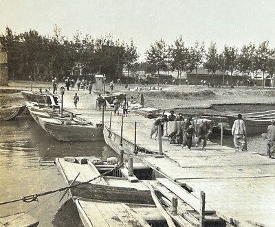 China Brücke Über Dem Fluss Pei-Ho Fluß 1901 Foto Stereo Vintage Analog