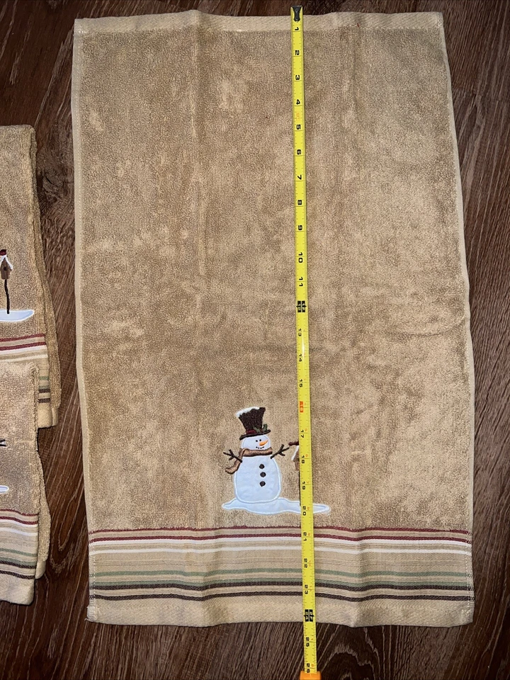 SKL Home Ltd. Toalla de mano y dedo muñeco de nieve rústico a cuadros pequeña, juego de trigo 4 Foto 4 de 4