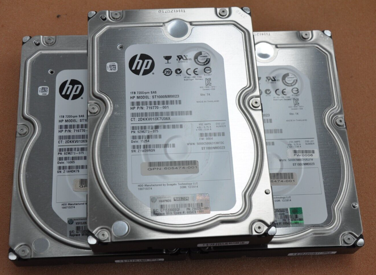 1 lot of 3 qty HP OEM Seagate ST1000NM0023 1TB SAS II 7200rpm 3.5inch Hard Drive