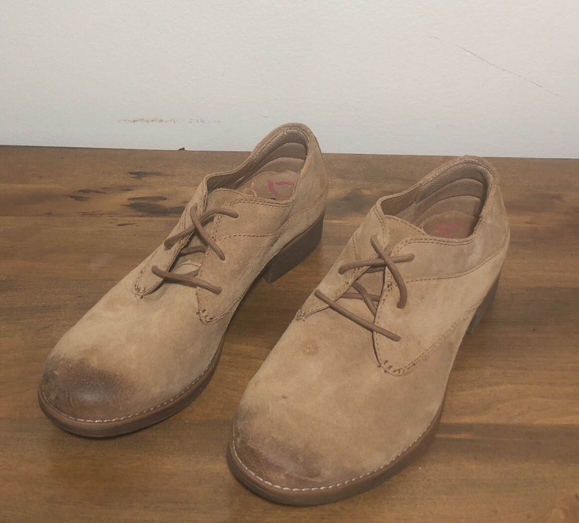 Comfortiva Women Oxford Suede Leather Shoes Tan 9M